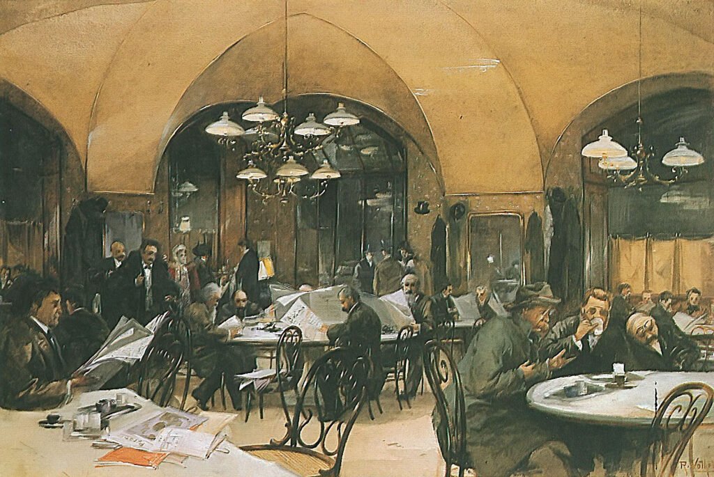 Cafe Griensteidl, 1896 Magazine Illustration (via Wikimedia Commons).